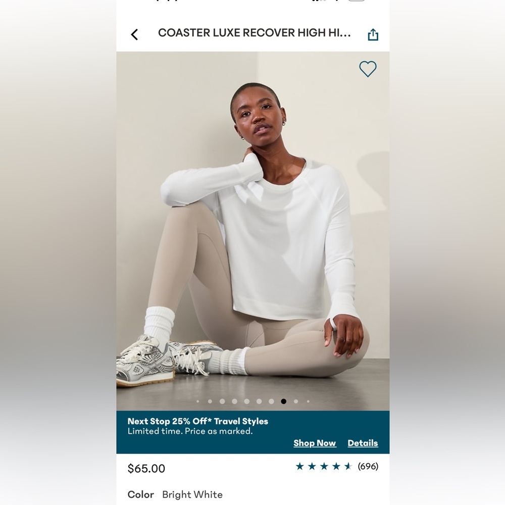 Athleta Coaster Luxe Recover High Hip Sweatershirt